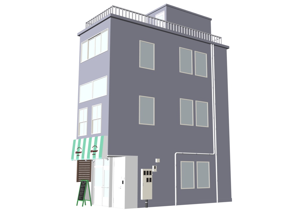 【3D素材】繁華街ビル02【.fbx】