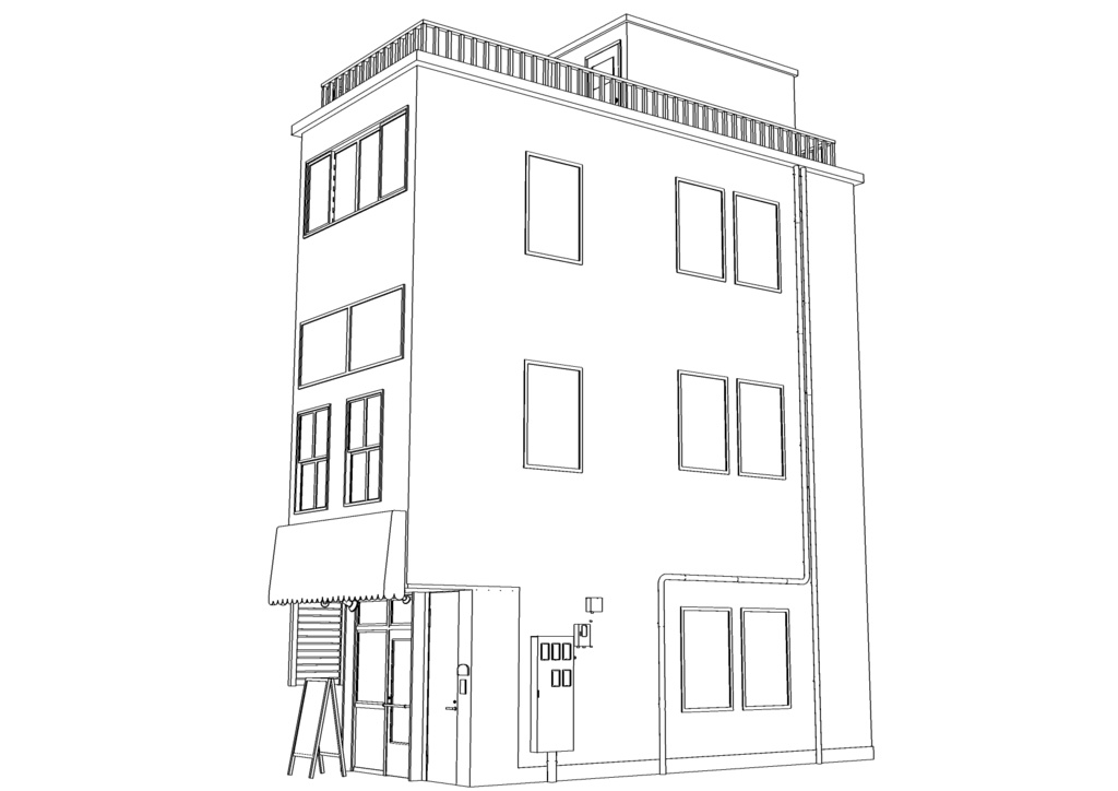 【3D素材】繁華街ビル02【.fbx】