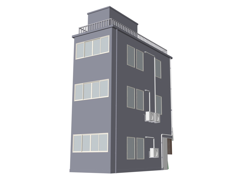 【3D素材】繁華街ビル02【.fbx】