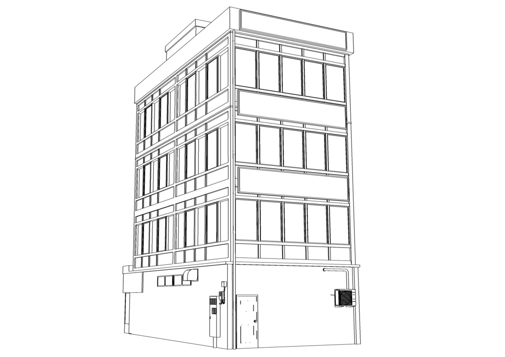 【3D素材】繁華街ビル03【.fbx】