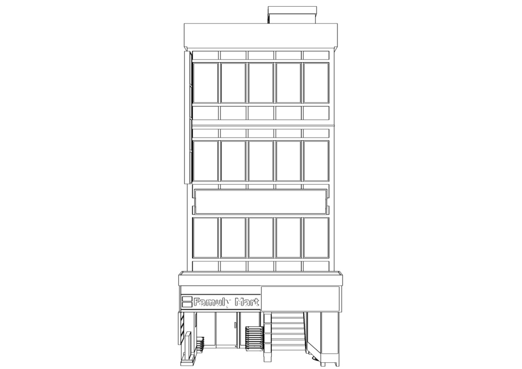 【3D素材】繁華街ビル03【.fbx】