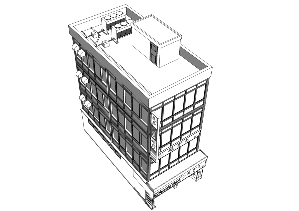 【3D素材】繁華街ビル03【.fbx】