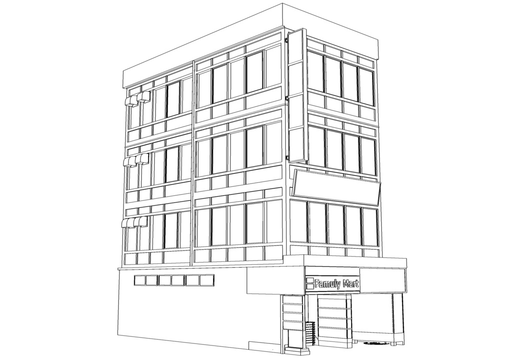 【3D素材】繁華街ビル03【.fbx】