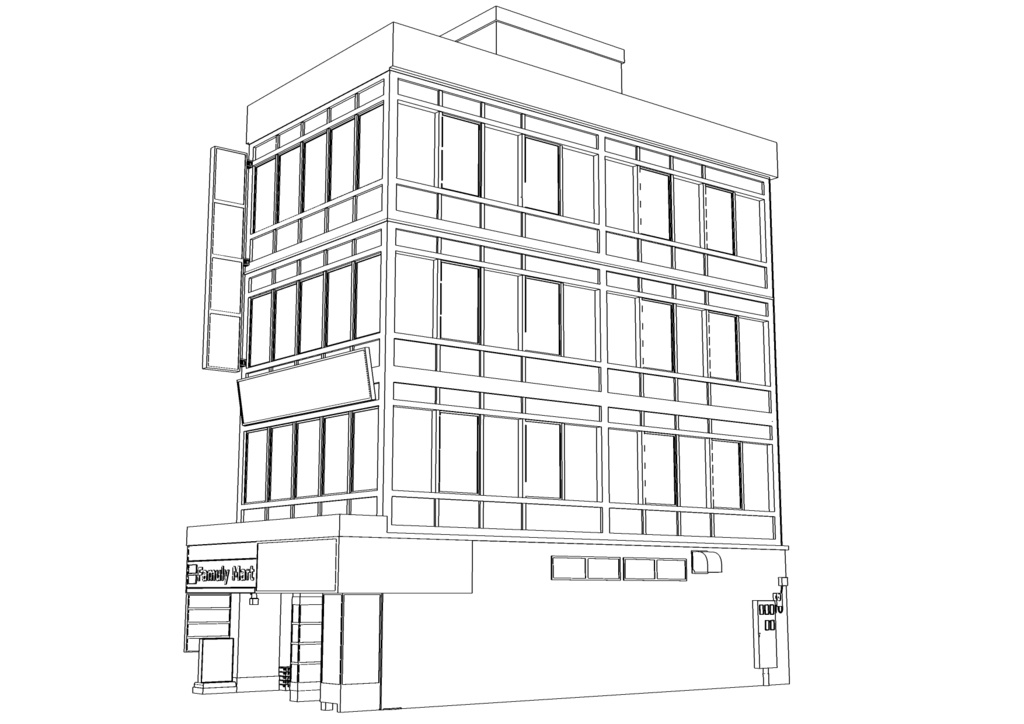 【3D素材】繁華街ビル03【.fbx】