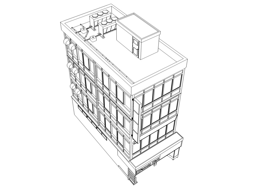【3D素材】繁華街ビル03【.fbx】