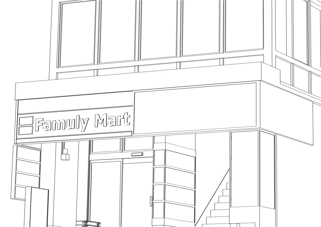 【3D素材】繁華街ビル03【.fbx】