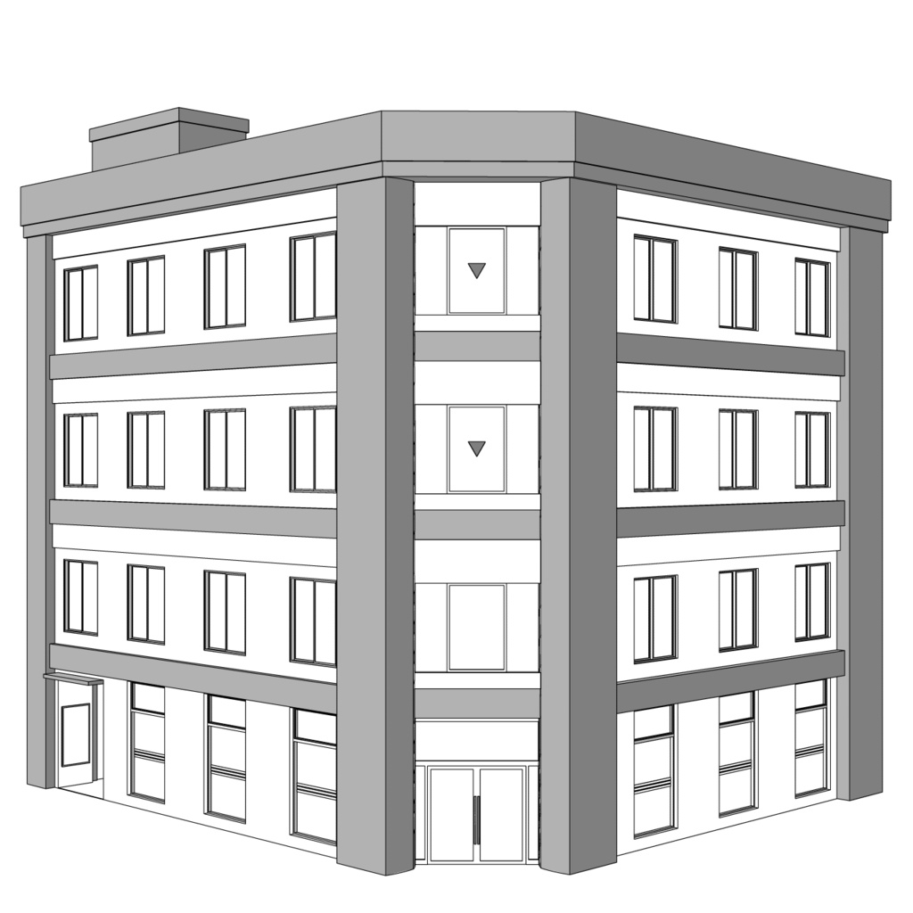 【3D素材】雑居ビル01【.fbx】