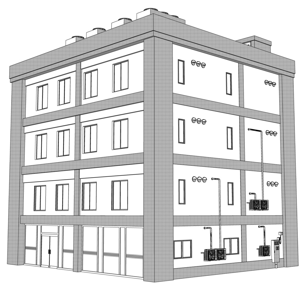 【3D素材】雑居ビル01【.fbx】