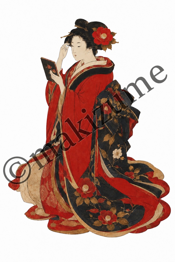 椿美人 〜浮世絵〜 コラージュ素材