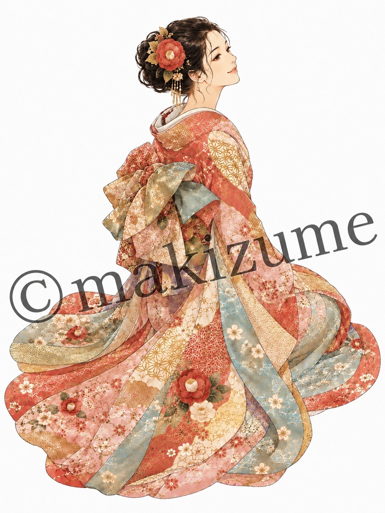 椿美人 ~現代和装~ コラージュ素材