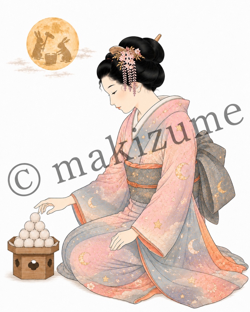 月下美人 〜浮世絵〜 コラージュ素材