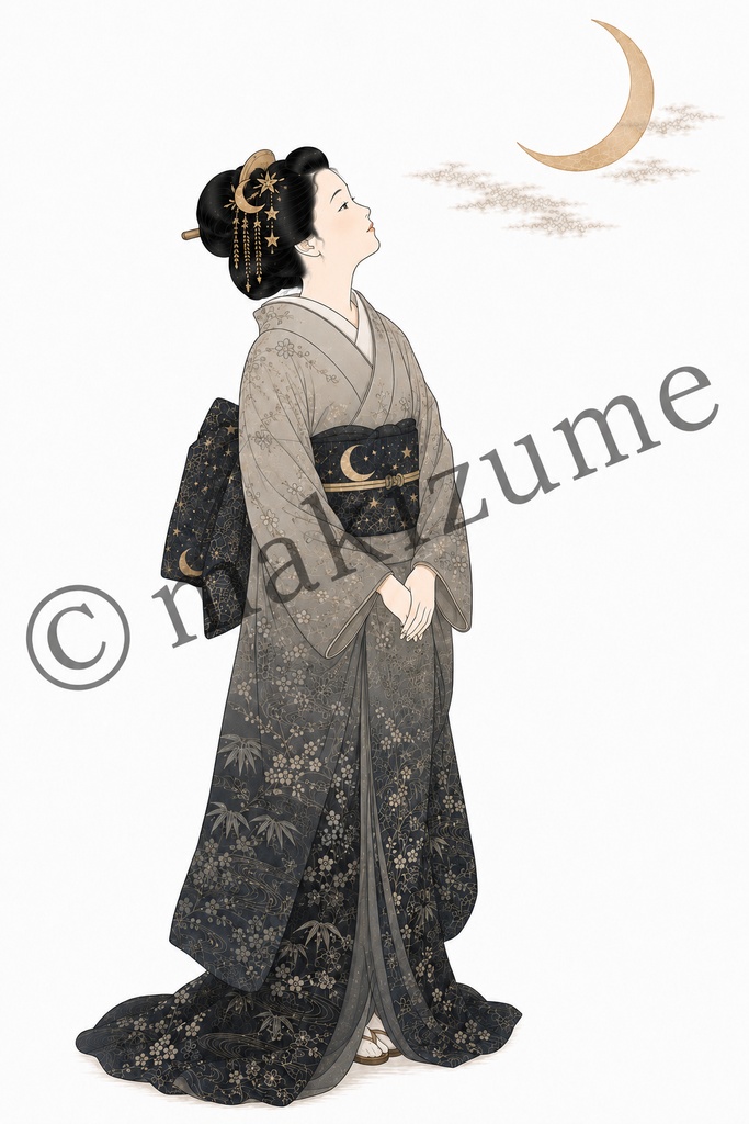 月下美人 〜浮世絵〜 コラージュ素材