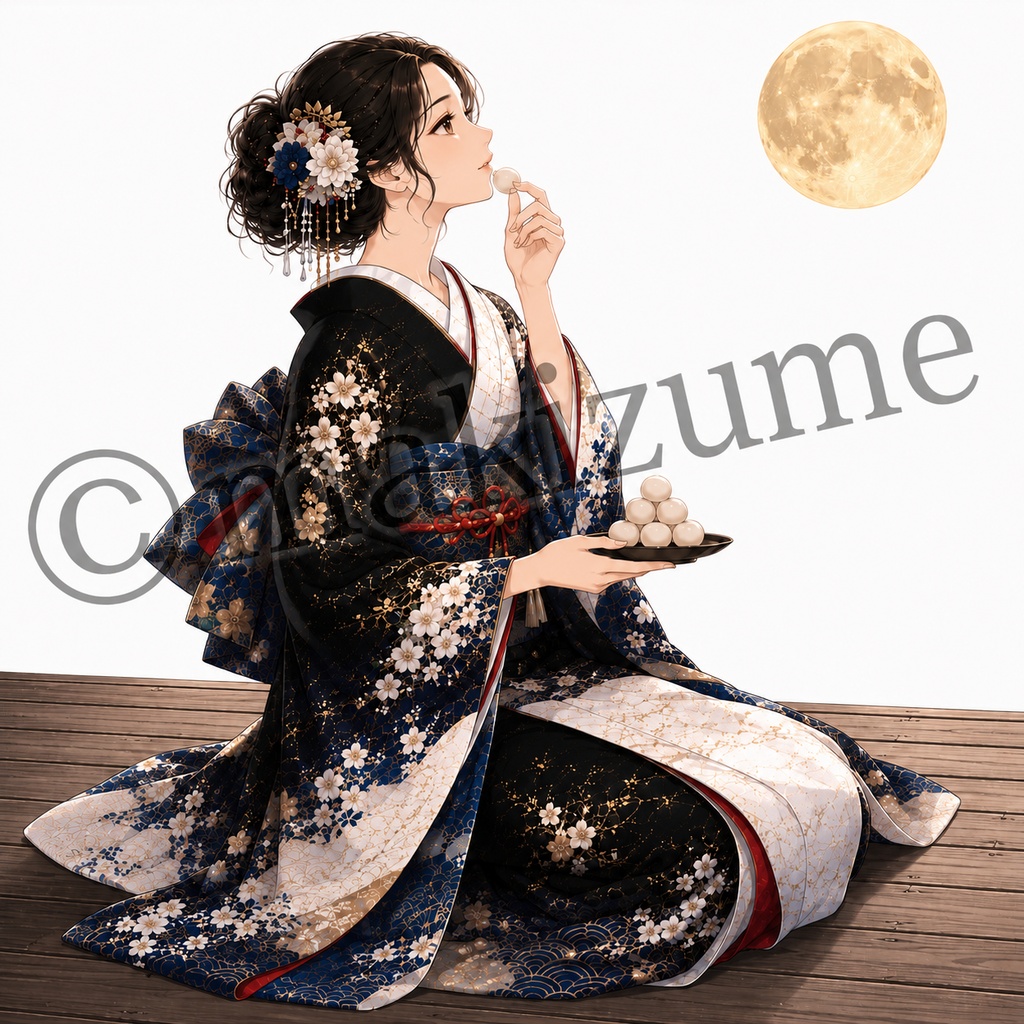 月下美人 〜現代和装〜 コラージュ素材