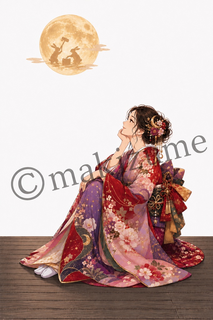 月下美人 〜現代和装〜 コラージュ素材