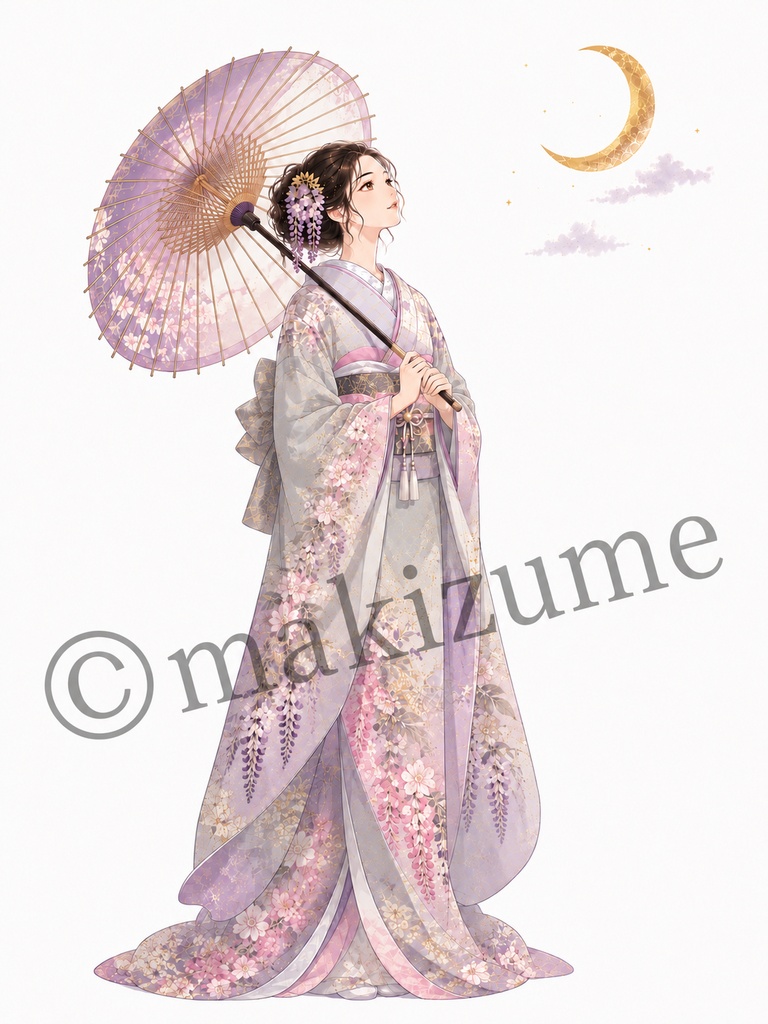 月下美人 〜現代和装〜 コラージュ素材