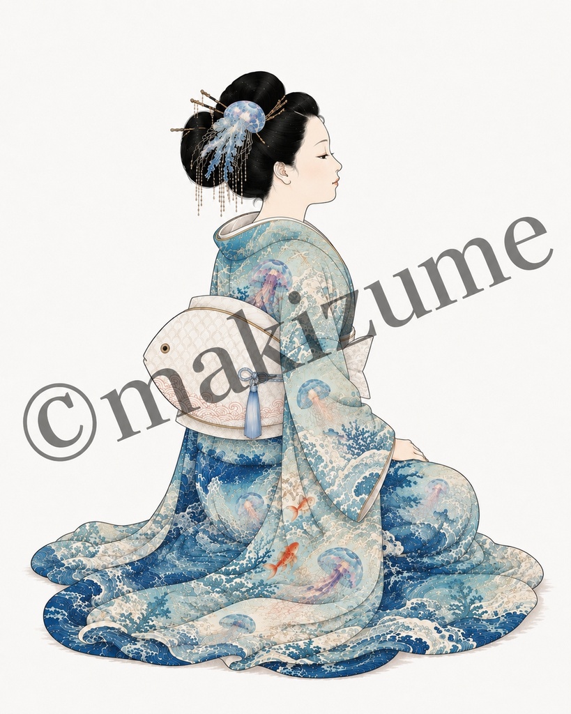 海月美人 〜浮世絵〜 コラージュ素材