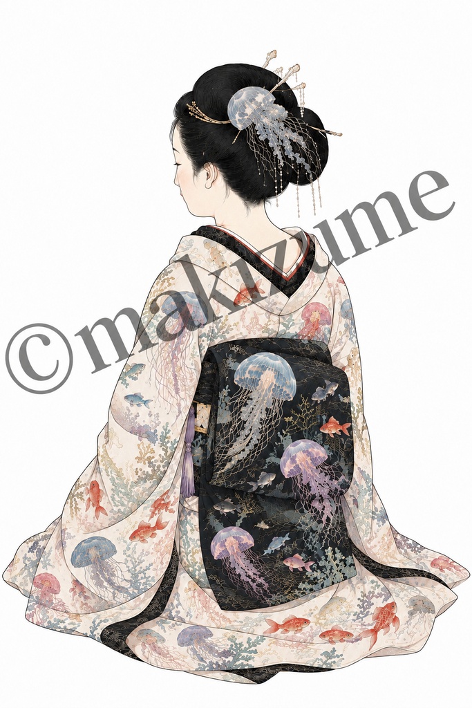 海月美人 〜浮世絵〜 コラージュ素材