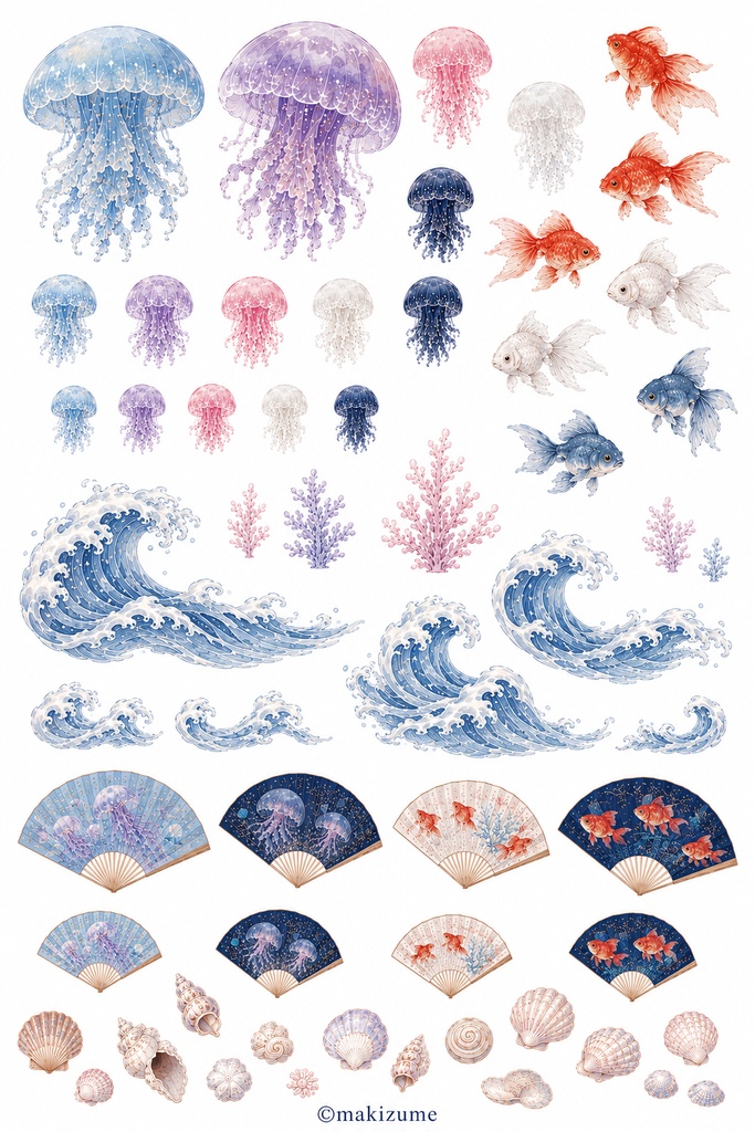 海月美人 〜浮世絵〜 コラージュ素材