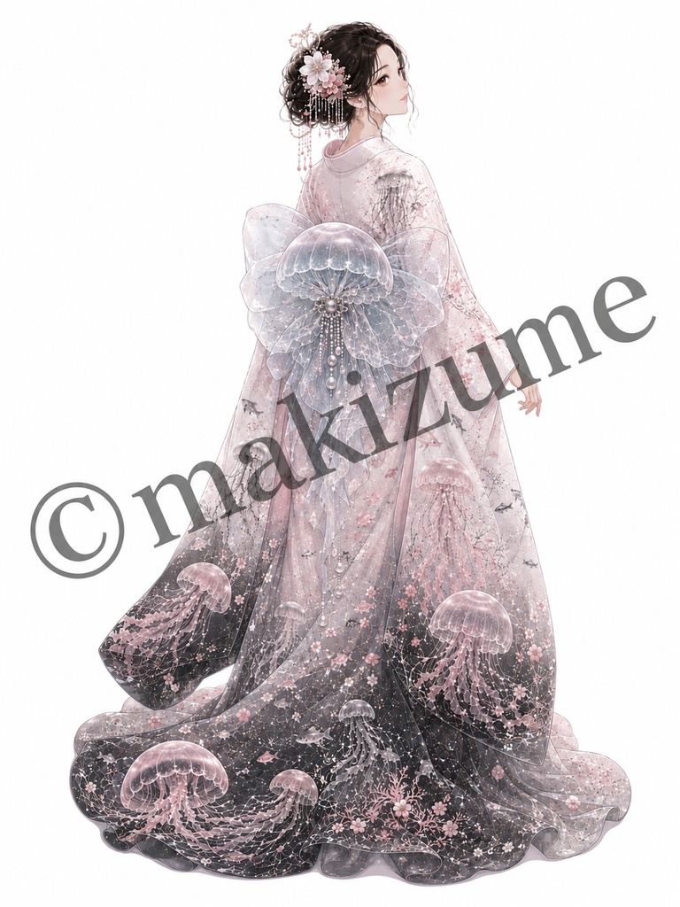 海月美人 〜現代和装〜 コラージュ素材