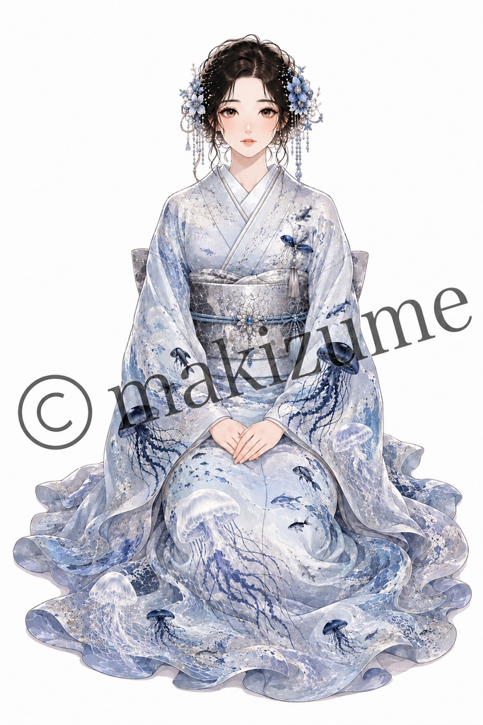 海月美人 〜現代和装〜 コラージュ素材
