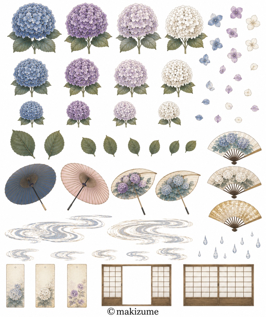 紫陽花美人 〜浮世絵〜 コラージュ素材