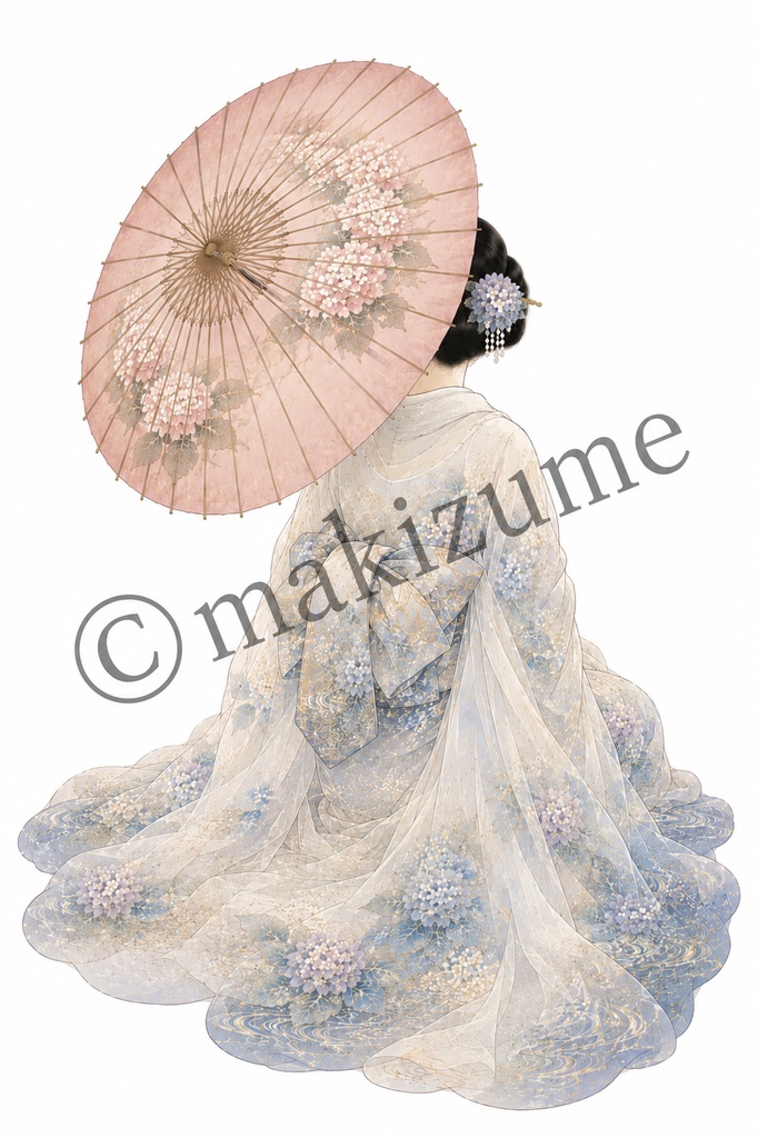 紫陽花美人 〜浮世絵〜 コラージュ素材