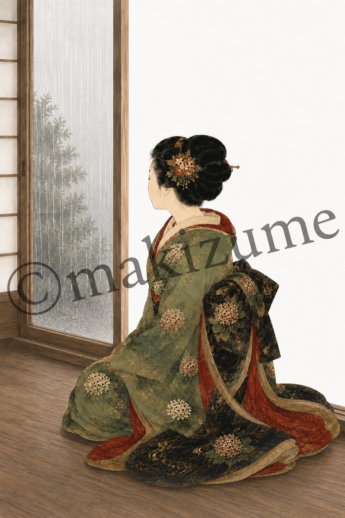紫陽花美人 〜浮世絵〜 コラージュ素材