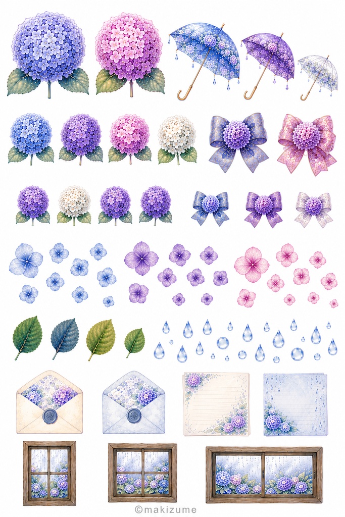 紫陽花美人 〜現代和装〜 コラージュ素材