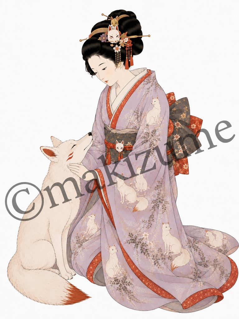 狐美人 〜浮世絵〜 コラージュ素材
