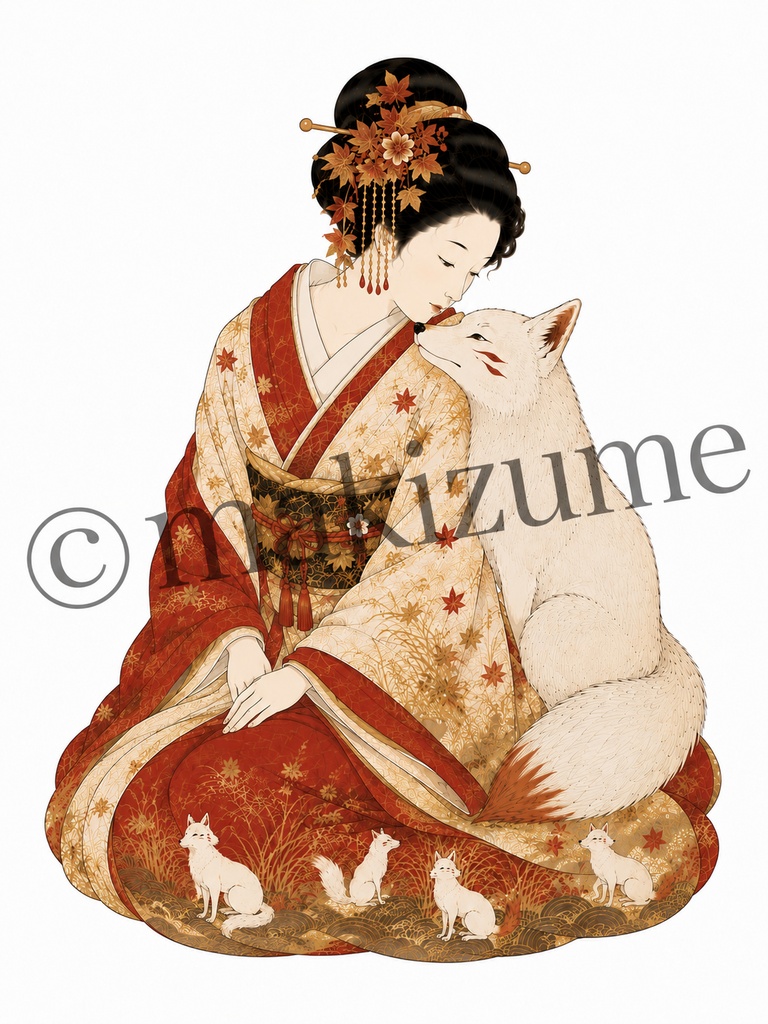 狐美人 〜浮世絵〜 コラージュ素材