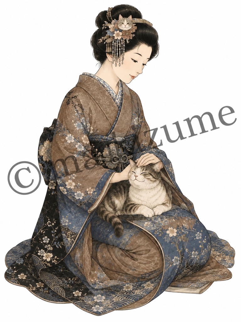 猫美人 〜浮世絵〜 コラージュ素材