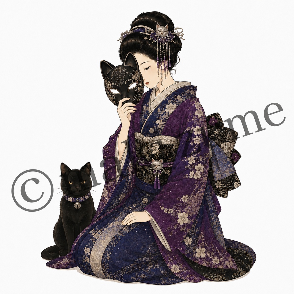 猫美人 〜浮世絵〜 コラージュ素材