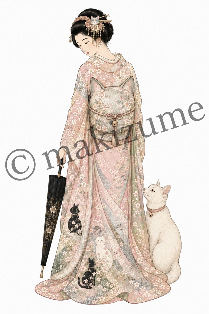 猫美人 〜浮世絵〜 コラージュ素材