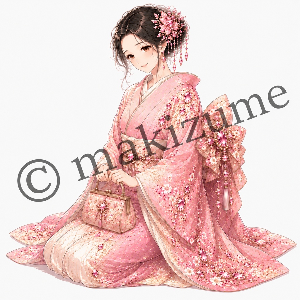 宝石美人 〜現代和装〜 コラージュ素材