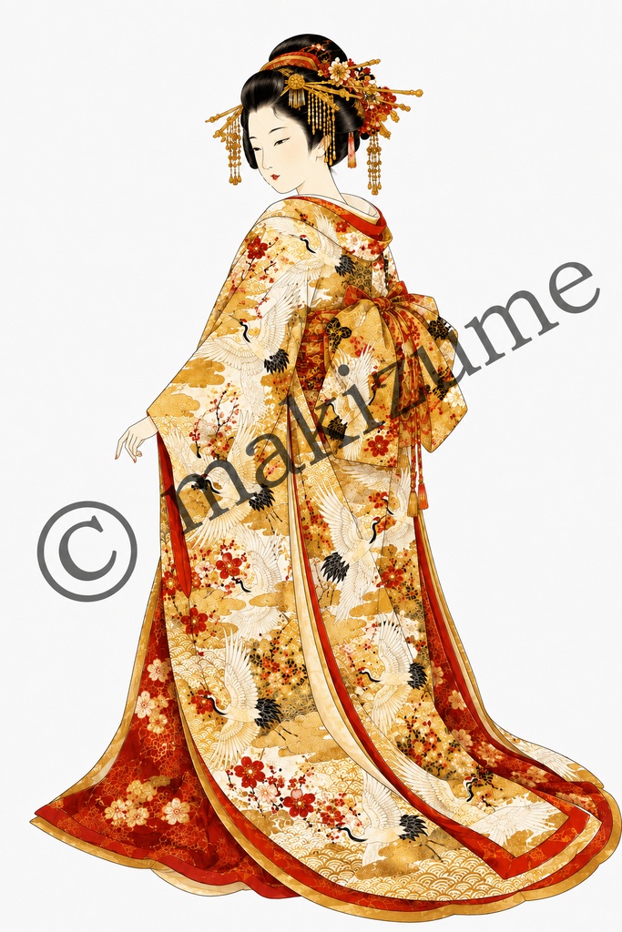 鶴美人 〜浮世絵〜 コラージュ素材
