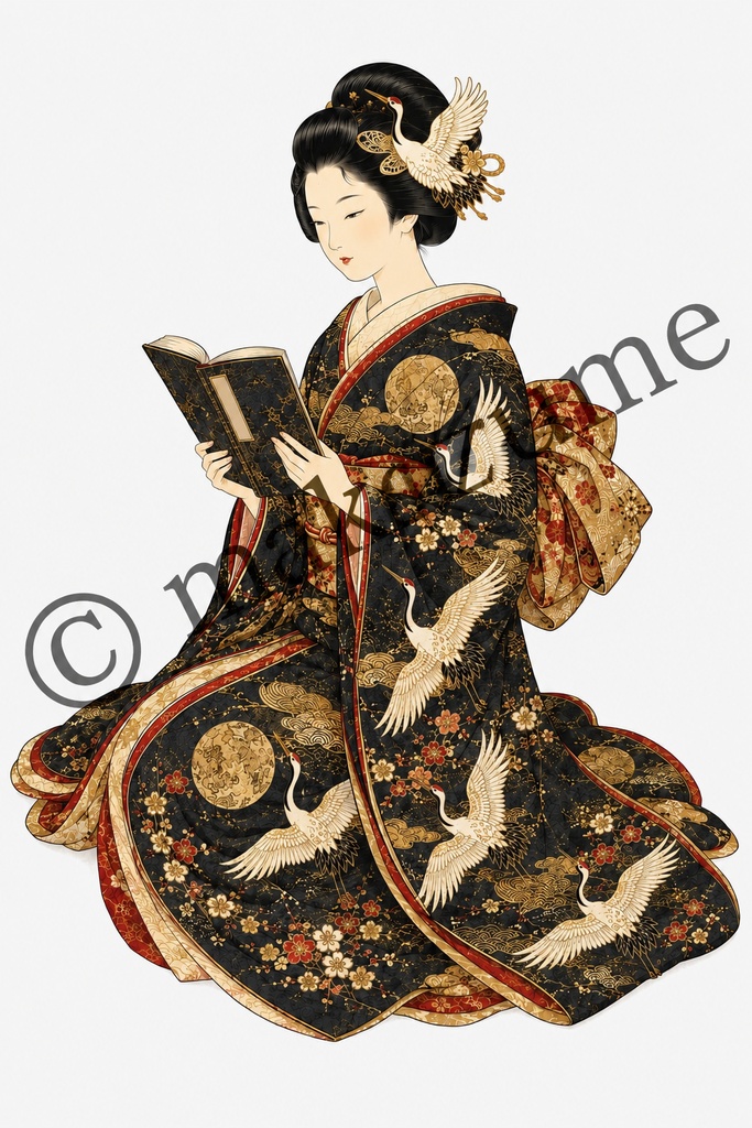 鶴美人 〜浮世絵〜 コラージュ素材