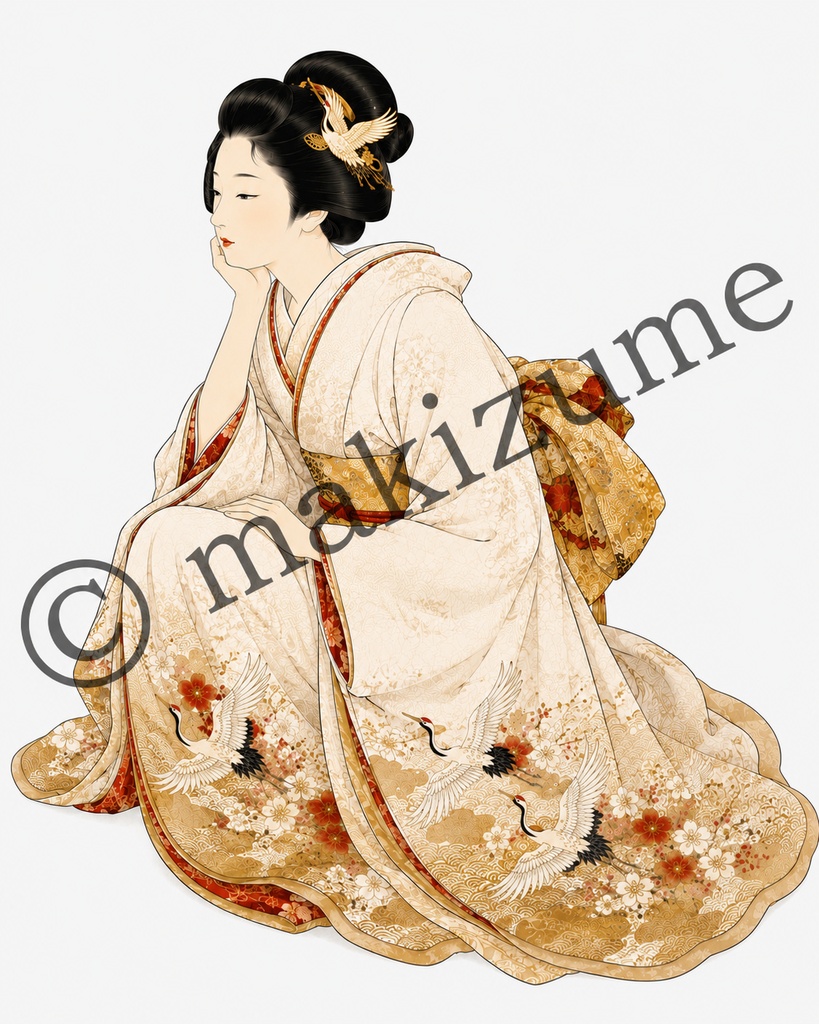 鶴美人 〜浮世絵〜 コラージュ素材