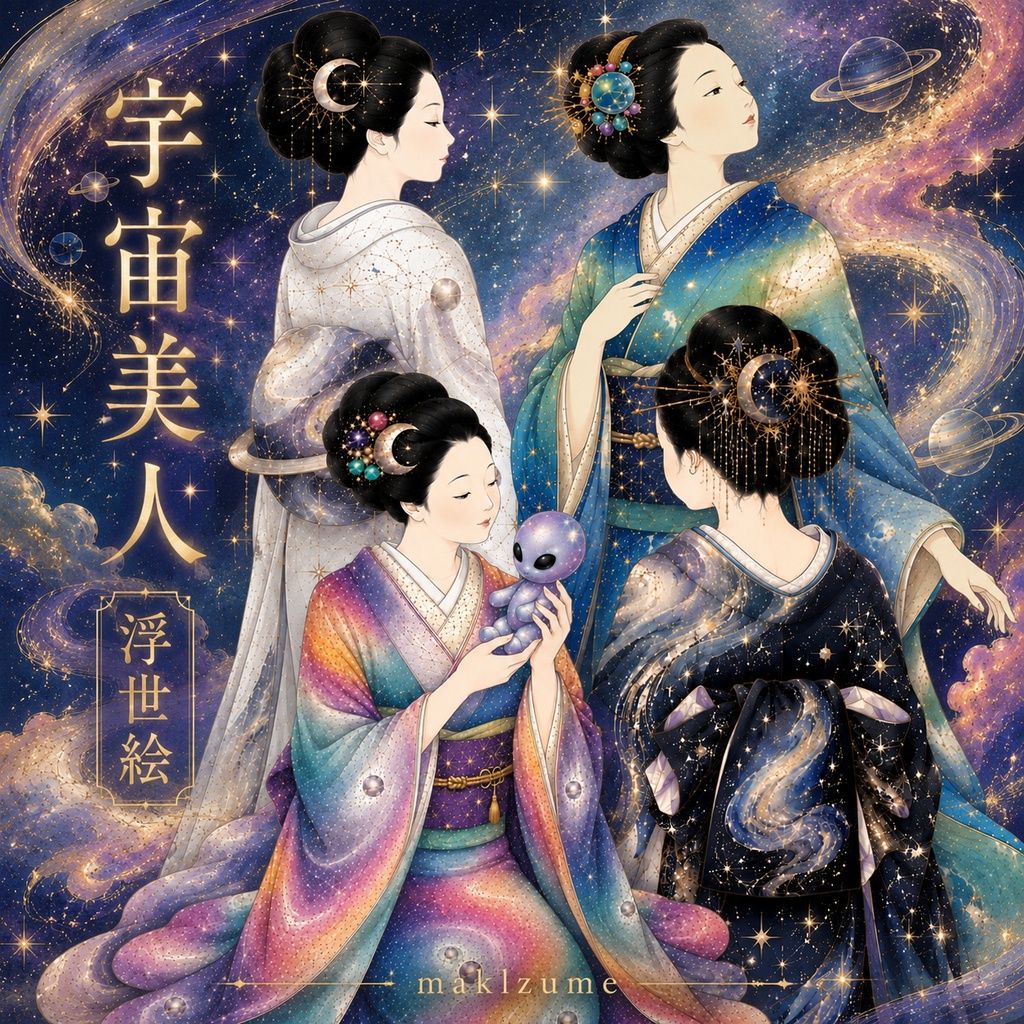 宇宙美人 〜浮世絵〜　コラージュ素材