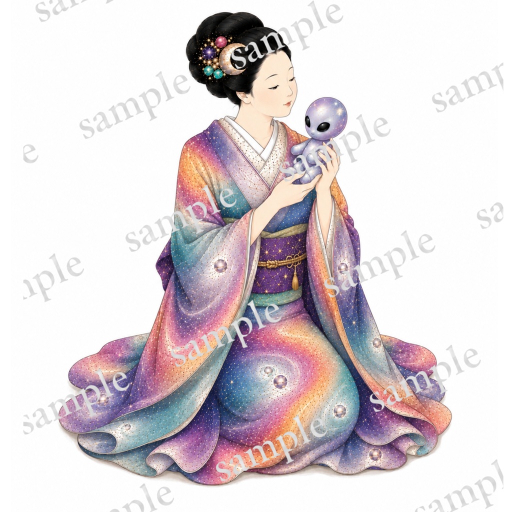 宇宙美人 〜浮世絵〜 コラージュ素材
