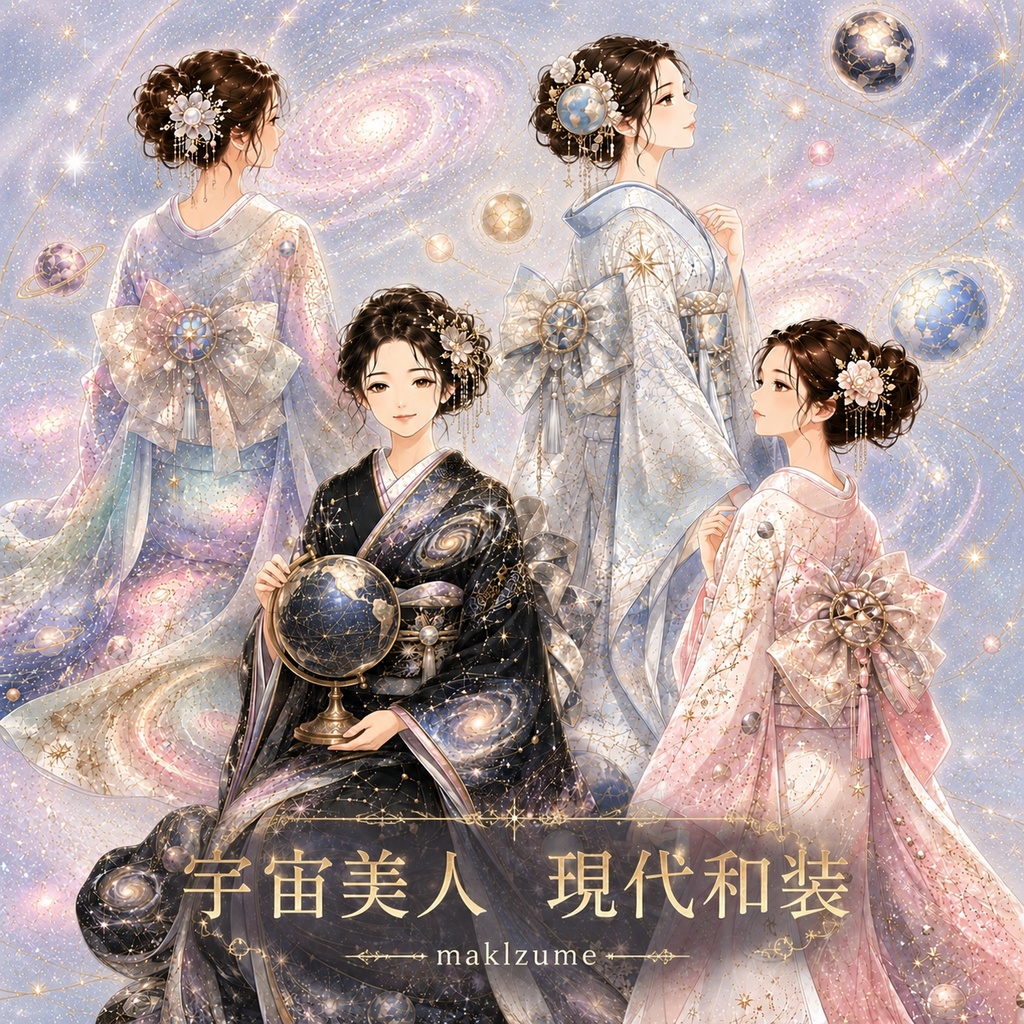 宇宙美人 〜現代和装〜　コラージュ素材
