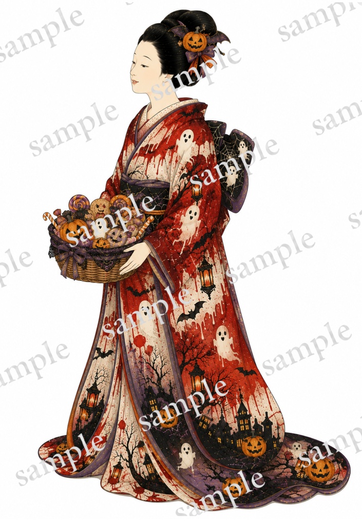 ハロウィン 〜浮世絵美人〜 コラージュ素材