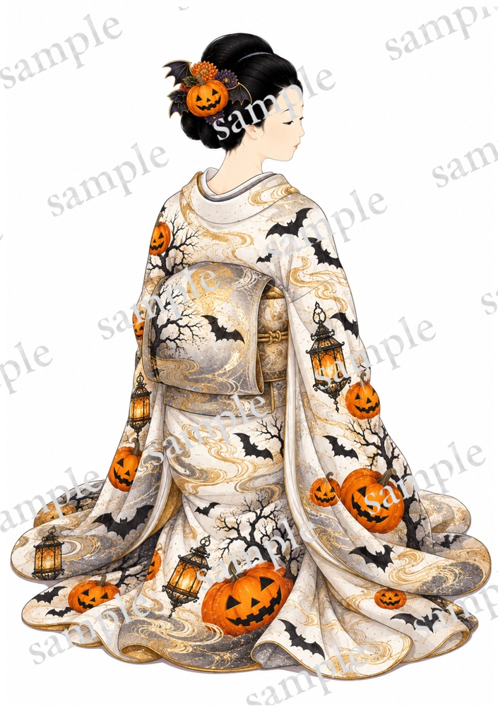 ハロウィン 〜浮世絵美人〜 コラージュ素材