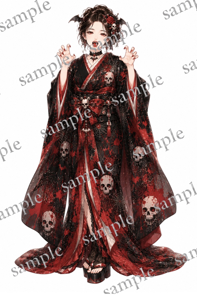 Halloween〜現代和装美人〜 コラージュ素材