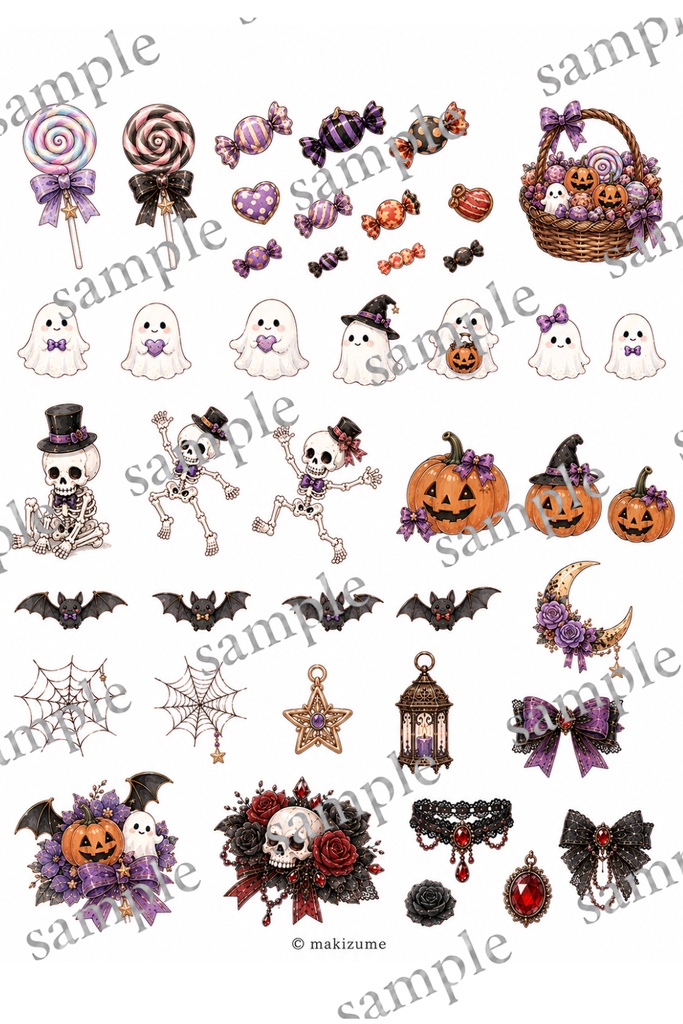 Halloween〜現代和装美人〜 コラージュ素材
