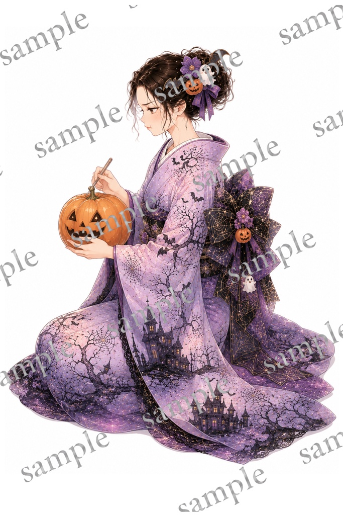 Halloween〜現代和装美人〜 コラージュ素材