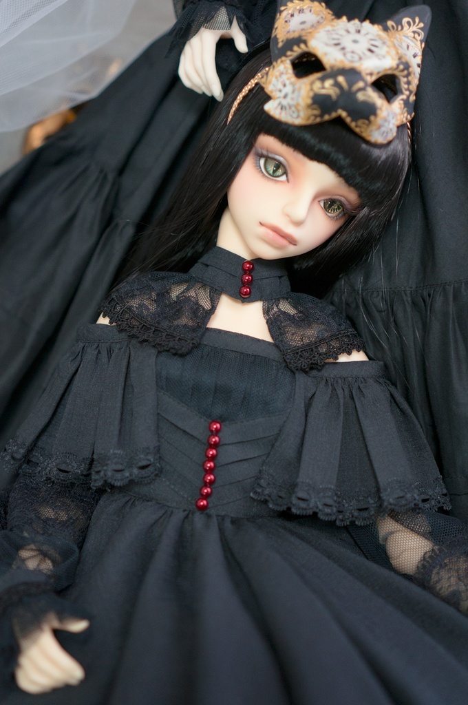 SD~DDサイズ・ドレスセットSophia【生地:ポリエステル/黒】パール3色展開