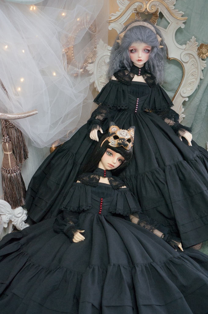 SD~DDサイズ・ドレスセットSophia【生地:ポリエステル/黒】パール3色展開