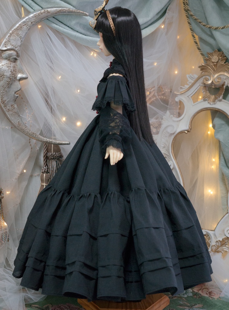 SD~DDサイズ・ドレスセットSophia【生地:ポリエステル/黒】パール3色展開