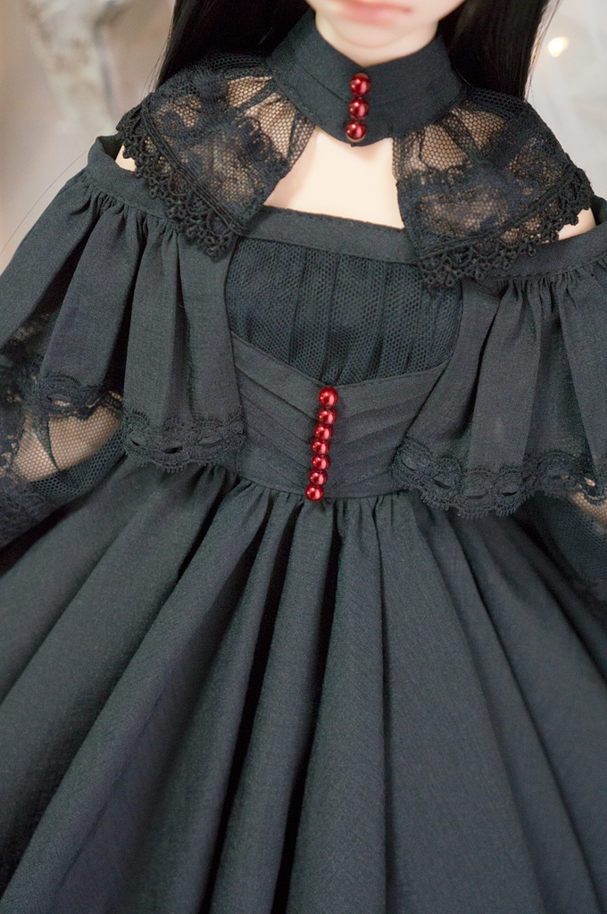 SD~DDサイズ・ドレスセットSophia【生地:ポリエステル/黒】パール3色展開