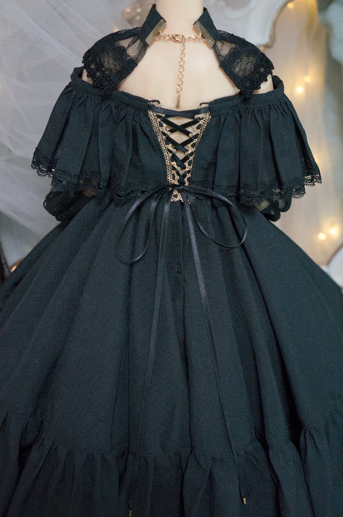 SD~DDサイズ・ドレスセットSophia【生地:ポリエステル/黒】パール3色展開